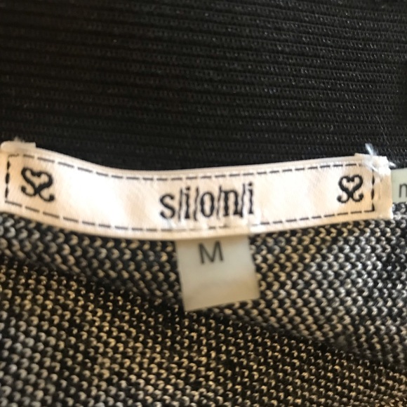 Sioni Black White Zigzag Pattern elastic waistband Midi Skirt size Medium - Picture 5 of 9